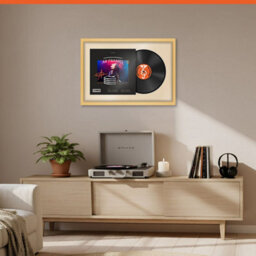 "AK Frames 25X17"" Matte Yellow Modern Vinyl Record Frame With Ivory Mount For 12 Inch Lp Cover & Disc - Overlapped Design" - thumbnail 8