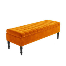 Safar 150Cm Ottoman Storage Bench - Plush Velvet Shoe Bench - Burnt Orange Lined Upholstery Storage Footstool - thumbnail 4