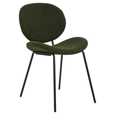 Beliani Dark Green Boucle Dining Chairs Set Of 2 With Iron Legs, Compact Modern Design - image 1