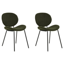 Beliani Dark Green Boucle Dining Chairs Set Of 2 With Iron Legs, Compact Modern Design - thumbnail 4