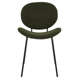 Beliani Dark Green Boucle Dining Chairs Set Of 2 With Iron Legs, Compact Modern Design - thumbnail 6