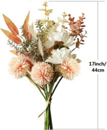 Artificial Flowers, Fake Silk Plants, Hydrangea Flower Bouquet For Home, Wedding Arrangements, Floral Arrangements (Champagne) - thumbnail 2