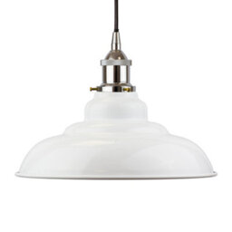 White St Edmund's Painted Dome Pendant Light With Nickel Lamp Holder And Black Round Cable - Se Home - thumbnail 1