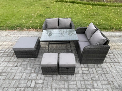 Fimous Outdoor Garden Furniture Sets 6 Pieces Rattan Furniture Wicker Patio Sofa Patio Conversation Set With 2 Big Footstool - image 1