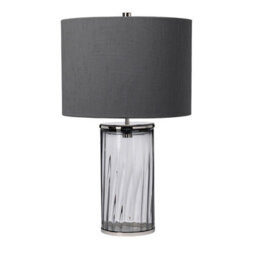 Luminosa Lighting Elstead Reno Table Lamp Metalwork Polished Nickel, Smoked Glass - thumbnail 1