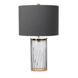 Luminosa Lighting Elstead Reno Table Lamp Metalwork Polished Nickel, Smoked Glass - thumbnail 2