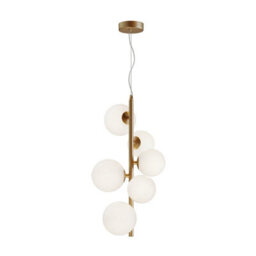 Luminosa Lighting Luminosa Maytoni Dallas Modern 6 Light Globe Pendant Ceiling Light Gold, Matte White Shade, G9 - thumbnail 2