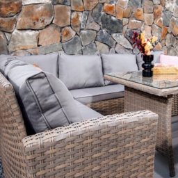 Rosen 9 Seater Rattan Corner Sofa Dining Table With Parasol Set Nature - thumbnail 6
