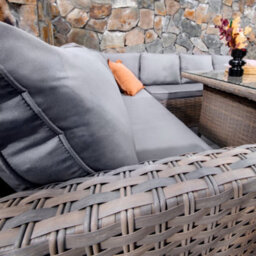 Rosen 9 Seater Rattan Corner Sofa Dining Table With Parasol Set Nature - thumbnail 5