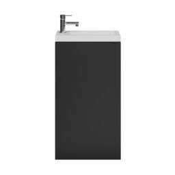 GoodHome Imandra Matt Black Single Freestanding Bathroom Cloakroom Unit (H) 790mm (W) 440mm - thumbnail 4
