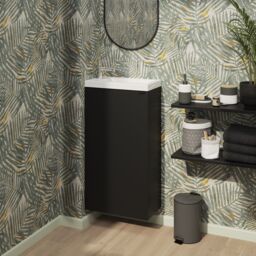 GoodHome Imandra Matt Black Single Freestanding Bathroom Cloakroom Unit (H) 790mm (W) 440mm - thumbnail 9