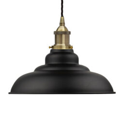 Matt Black St Edmund's Painted Dome Pendant Light With Antique Brass Lamp Holder And Black Twisted Cable - Se Home - thumbnail 1