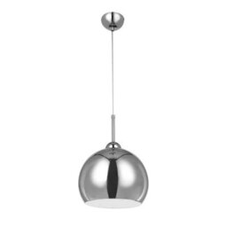 Orsina Chrome Pendant Light With White Inner Shade, Dome Lighting For Kitchens, Modern Metallic Ceiling Drop Lamp