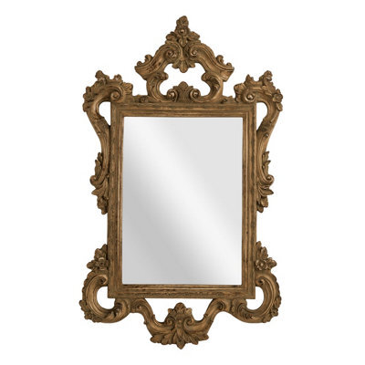 Orsina Baroque Style Antique Finish Wall Mirror,1.36M High Mirror With Floral & Scrolled Frame,statement Mirror