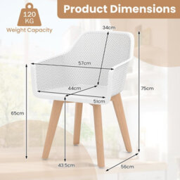 Gainoom Modern Plastic Dining Chairs Set Of 2 Kitchen Armchairs Indoor Accent Side Chairs - thumbnail 2