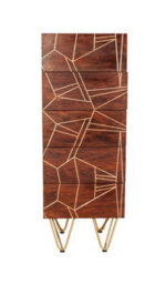 Buttercup Farm Dark Gold Tall Chest Of Drawers - Solid Mango Wood - L40 X W45 X H120 Cm - thumbnail 4