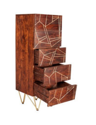 Buttercup Farm Dark Gold Tall Chest Of Drawers - Solid Mango Wood - L40 X W45 X H120 Cm - thumbnail 5