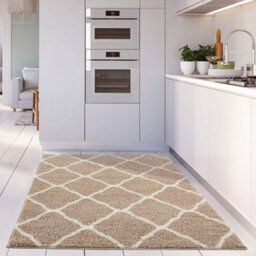 The Rugs Moroccan Shaggy Rugs And Runners Soft  High Pile Beige And Ivory Living Room Kitchen Hallway 720 - thumbnail 6