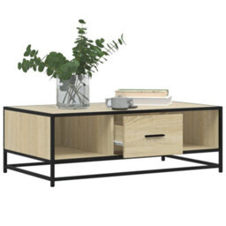 Walplus Coffee Table Sonoma Oak 100X57X35 Cm Engineered Wood And Metal - thumbnail 4