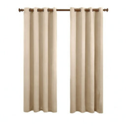 Aspire Homeware Plain Room Darkening Blackout Eyelet Curtain Pair Cream (W)168Cm X (D)183Cm With Tie Back Pair - thumbnail 1