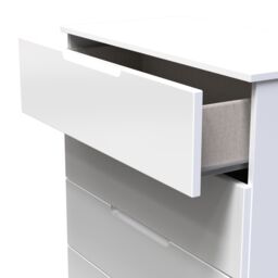 Messina Ready Assembled Gloss White No Effect 5 Drawer Wide Chest (H)1067mm (W)740mm (D)390mm - thumbnail 3