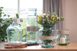 Verano Spanish Ceramics Recycled Glass Hemp Clear Home Décor Medium Carafe Vase (H) 30Cm - thumbnail 3