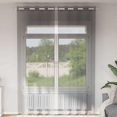 Berkfield Voile Curtains With Grommets 2 Pcs Dark Grey 140X260 Cm - image 1