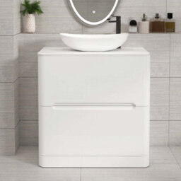 Royal Bathrooms Venice 800mm Gloss White Freestanding Bathroom Countertop Vanity Unit 2 Drawer With Cesar Basin - thumbnail 1