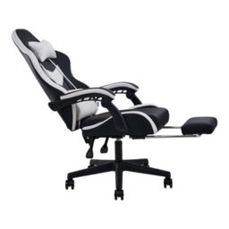 Thehotsale Ergonomic Gaming Chair With Footrest And Usb Massage Lumbar Support, White And Black - thumbnail 2