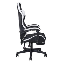 Thehotsale Ergonomic Gaming Chair With Footrest And Usb Massage Lumbar Support, White And Black - thumbnail 4