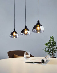 Eglo Beleser Smoke And Black Glass And Metal 3 Light Ceiling Pendant, (L) 90.5Cm - thumbnail 4