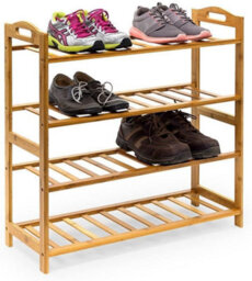 Mantraraj 4 Tier Bamboo Shoe Rack Storage Shelf Footwear Rack Wooden Storage Shelves Plants Shoe Storage Organizer Entryway Shelf - thumbnail 5