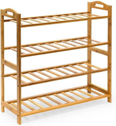 Mantraraj 4 Tier Bamboo Shoe Rack Storage Shelf Footwear Rack Wooden Storage Shelves Plants Shoe Storage Organizer Entryway Shelf - thumbnail 1