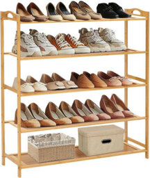 Mantraraj 4 Tier Bamboo Shoe Rack Storage Shelf Footwear Rack Wooden Storage Shelves Plants Shoe Storage Organizer Entryway Shelf - thumbnail 2