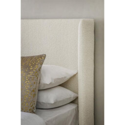 Stratus Interiors Teddy Boucle Fabric Luxurious Wing Back Elegant Bed Frame - Doorstep Delivery Only No Assembly - King - Gas Lift Ottoman Storage - thumbnail 4