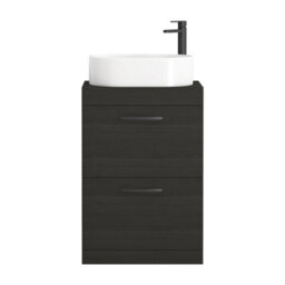 Royal Bathrooms Turin 600mm Freestanding Bathroom Vanity Unit With Sink 2 Drawer Hale Black & Peak Countertop Basin - thumbnail 5