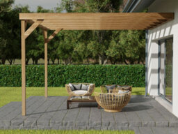 Arbor Garden Solutions Wall-Mounted Wooden Box Pergola, Complete Diy Kit, 2.4M X 3M (Rustic Brown Finish) - thumbnail 3