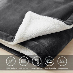 Moonlight Bedding Sherpa Fleece Throw Blanket Black Double Soft Thick & Fluffy Reversible Throw For Sofa, Bed & Travel Blanket - thumbnail 3