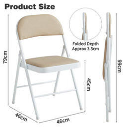 Mcc Direct Set Of 4 Folding Dining Chairs Metal Frame Padded Seats Beige - thumbnail 6
