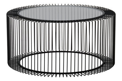 Orsina Coffee Table, Metal Frame & Glass Top Black Coffee Table, Minimalist Metal Coffee Table, Dark Coffee Table - image 1