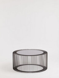 Orsina Coffee Table, Metal Frame & Glass Top Black Coffee Table, Minimalist Metal Coffee Table, Dark Coffee Table - thumbnail 2