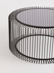 Orsina Coffee Table, Metal Frame & Glass Top Black Coffee Table, Minimalist Metal Coffee Table, Dark Coffee Table - thumbnail 3