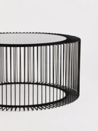 Orsina Coffee Table, Metal Frame & Glass Top Black Coffee Table, Minimalist Metal Coffee Table, Dark Coffee Table - thumbnail 4