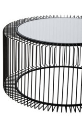 Orsina Coffee Table, Metal Frame & Glass Top Black Coffee Table, Minimalist Metal Coffee Table, Dark Coffee Table - thumbnail 5
