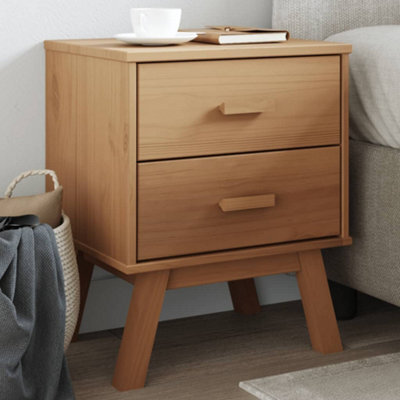 Berkfield Bedside Cabinet Olden Brown Solid Wood Pine - image 1