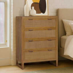 Teamson Home Hatteras Chest Of Drawers 4 Drawer Bedroom Dresser, Natural - thumbnail 1