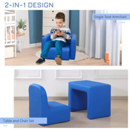Homcom Kids Sofa Set 2 In 1 Child Table And Chair Set Toddler Armchair Blue - thumbnail 7