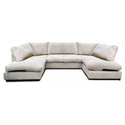 Preston U Shape Corner Jumbo Cord Sofa Cream Full Back