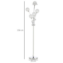 Homcom Modern Floor Lamp W/ Acrylic Shade, 5 Light, For Living Room, Silver - thumbnail 3