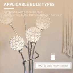 Homcom Modern Floor Lamp W/ Acrylic Shade, 5 Light, For Living Room, Silver - thumbnail 6